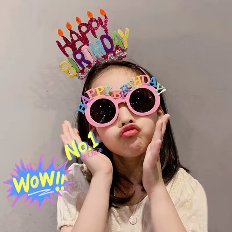 Science Of Happiness - 생일 파티 소품 안경 장식 머리띠,