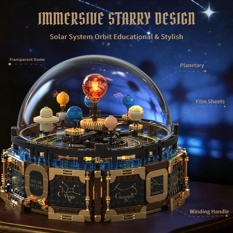 태양계 뮤직박스 조립 블록 세트 회전식 행성 오레리 모 - Solar System Orrery 리뷰 및 가격